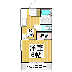 サンフラワーＢ 1階1Kの間取り