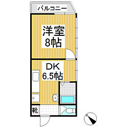 馬場田ビル 2階1DKの間取り