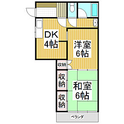 林ビル 3階2DKの間取り
