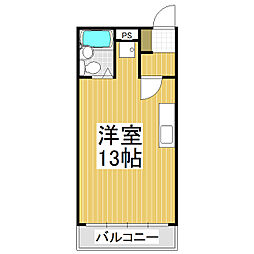 シェトワ上郷 1階ワンルームの間取り