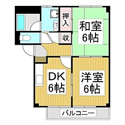 PALACE　BLUE　SKY　C 2階2DKの間取り