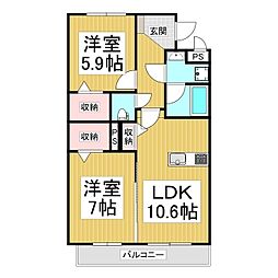 エクセレント　フジ 1階2LDKの間取り