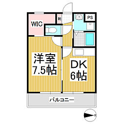 ベルメゾンダブルワン 1DKの間取図画像