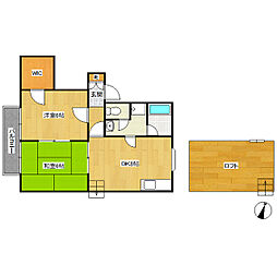下田ハイツ松尾 2DKの間取図画像