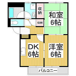 サープラスツーサンハイツB 2DKの間取図画像