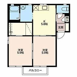 シャーメゾン羽場A 2Kの間取図画像
