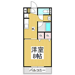 ブリエアベニール 1Kの間取図画像