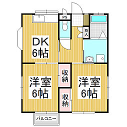 コーポあらい 2DKの間取図画像