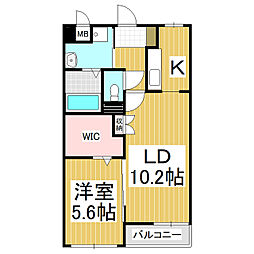 桔梗 1LDKの間取図画像