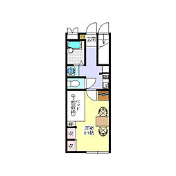 レオパレスグリーンフィールド 1Kの間取図画像