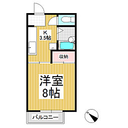ハイツ唐沢3 1Kの間取図画像
