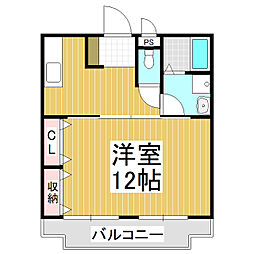 レインボー 1Kの間取図画像