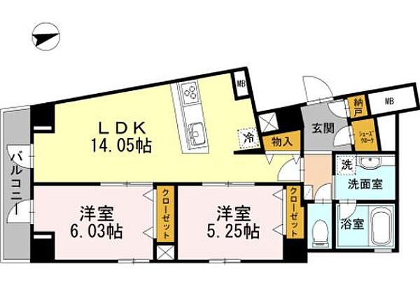 神奈川県横浜市中区本郷町2丁目(賃貸マンション2LDK・2階・62.01㎡)の写真 その2