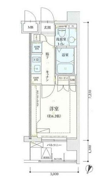 神奈川県横浜市南区通町2丁目(賃貸マンション1K・5階・21.75㎡)の写真 その2