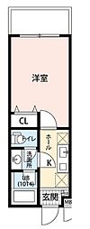 京急本線 杉田駅 徒歩8分の賃貸マンション 1階1Kの間取り