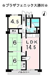 プラザ・フェニックス勝川 3LDKの間取図画像