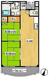 ビアンカ狭山 4階2LDKの間取り