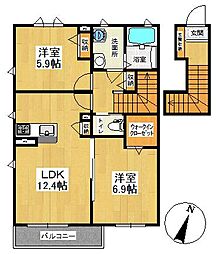 エトワール 2LDKの間取図画像