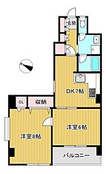 S・Kマンション 2DKの間取図画像