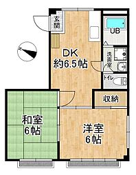 第2上窪ハウス 2DKの間取図画像