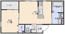 クレール六町 1LDKの間取図画像