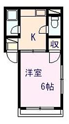 安蘇谷ハイツ 1Kの間取図画像