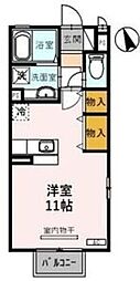 ハニーコートF 1Kの間取図画像