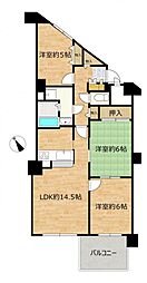 朝日プラザ山鼻南 3LDKの間取図画像