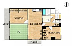 朝日プラザ浦町 3LDKの間取図画像