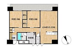 富士マンション 2LDKの間取図画像