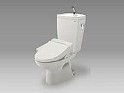 【同仕様画像】トイレはジャニス製の洗浄便座付きトイレに交換予定です。従来に比べ1日に使う水量を約60％カット。手洗いは水はねを防ぐデザインでお手入れを軽減。便器はGコートと呼ばれる加工がされており汚…