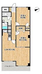 ヴィラ平作茶屋 2LDKの間取図画像