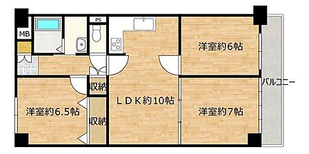 【間取り図】広々とした3LDKで、ファミリーにも単身の方にも使い分けしやすい間取りです。広々したLDKは来客時でも対応可能で、様々な用途に合わせることができますね。
