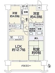 朝日プラザ倉敷エグゼ14 3LDKの間取図画像