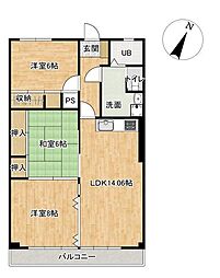 西町マンション 3LDKの間取図画像