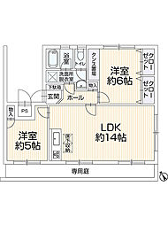 エメラルドマンション安古市 2LDKの間取図画像