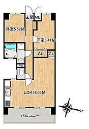 ライオンズマンション古江ガーデン 2LDKの間取図画像