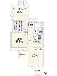 宇品シーサイドマンション 1SLDKの間取図画像
