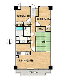 アルファステイツ木太2 3LDKの間取図画像