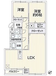 スカイマンション箱崎B 2LDKの間取図画像