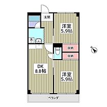 ハイム広尾  ｜ 千葉県市川市広尾1丁目16-23（賃貸マンション2LDK・3階・46.97㎡） その2