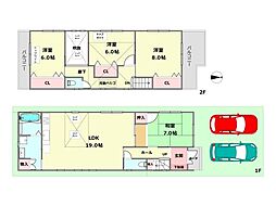 尼崎市西難波町6丁目中古戸建 4LDKの間取り