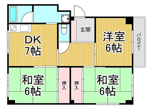 サン・クレスト別当 ｜兵庫県伊丹市御願塚4丁目(賃貸マンション3DK・1階・65.00㎡)の写真 その1