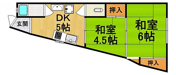 兵庫県西宮市今津社前町(賃貸マンション2DK・3階・34.56㎡)の写真 その2