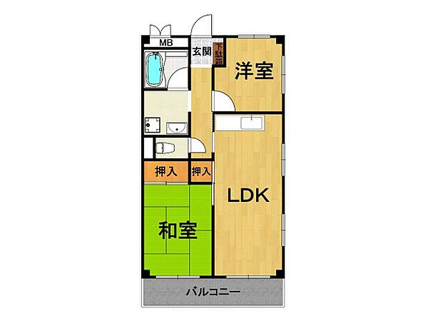 兵庫県西宮市和上町(賃貸マンション2LDK・5階・49.50㎡)の写真 その2