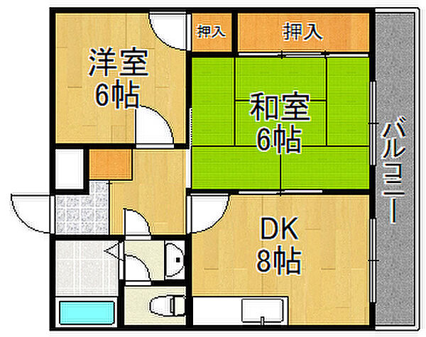 兵庫県西宮市南昭和町(賃貸マンション2DK・3階・39.69㎡)の写真 その2