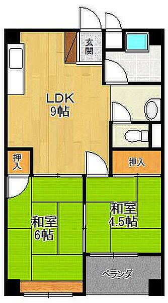 兵庫県西宮市大社町(賃貸マンション2LDK・2階・43.55㎡)の写真 その2