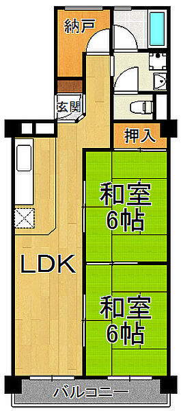 加島第1マンション ｜兵庫県西宮市天道町(賃貸マンション2SLDK・2階・67.00㎡)の写真 その2