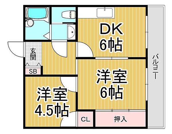 メゾンブランシュ ｜兵庫県西宮市南昭和町(賃貸マンション2LDK・3階・39.69㎡)の写真 その2