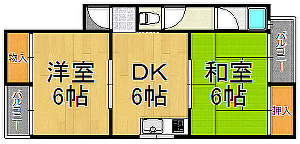 マンション加島 ｜兵庫県尼崎市西難波町2丁目(賃貸マンション2DK・2階・42.67㎡)の写真 その1